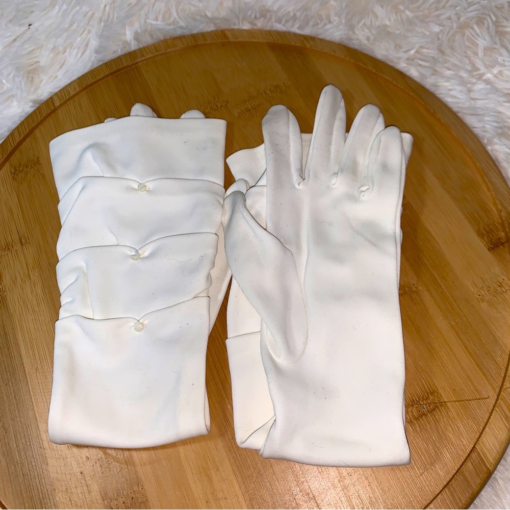 VTG Louis Fischel Womens Dress Gloves Size 7 White Made In Canada 16.5”/43 cm